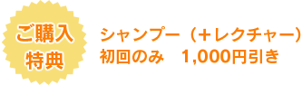 【ご購入特典】シャンプー（＋レクチャー）　初回のみ1,000円引き